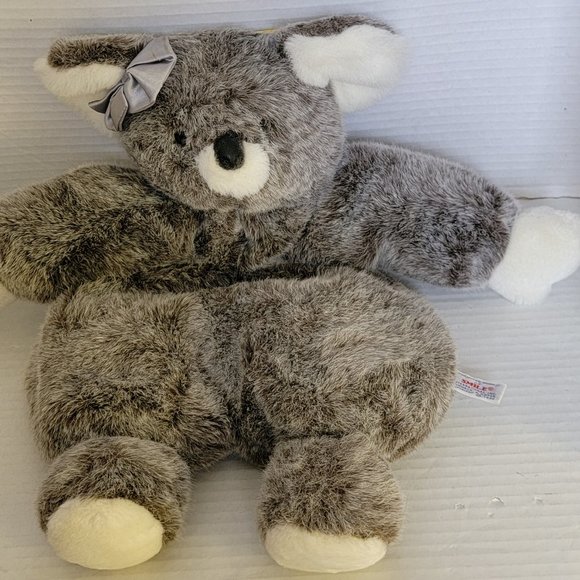 Vintage 1990 World Of Smile Gray Koala Bear Stuffed Animal Zip